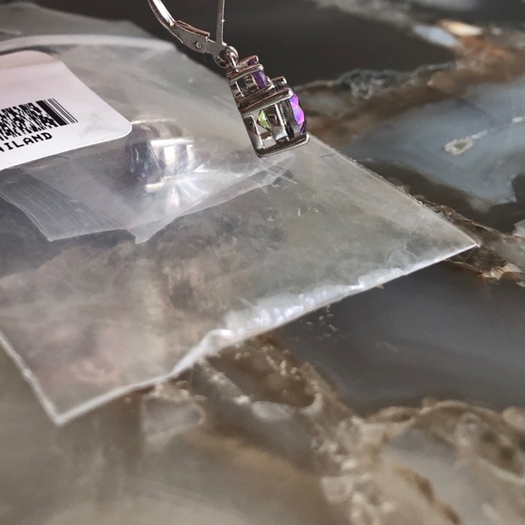 NWT iolite solitaire dangle sterling silver gemstone earrings - Picture 8 of 8